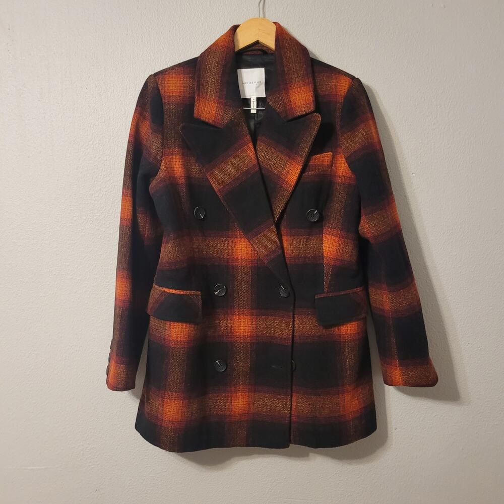 Avec les Filles Plaid Wool Blend Coat Womens M English Countryside Old Money